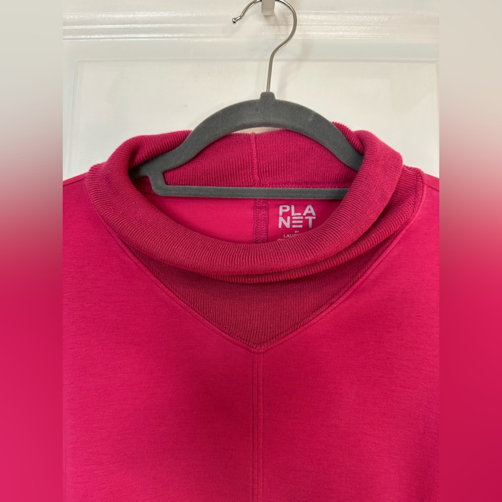 PLANET by Lauren G Women’s Mock Neck Pink Pullover (One Size) - Picture 3 of 10
